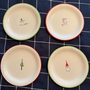 Set of 4 Christmas appetizer plates